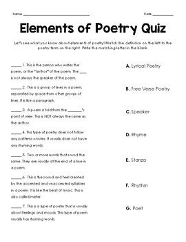 Read the following poem and answer the question below. . Poetry quiz with answers pdf